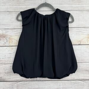 Madewell Sleeveless Chiffon Bubble Top Womens 0 Black Stretch NEW